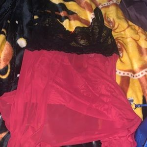 Sexy red lace underwire